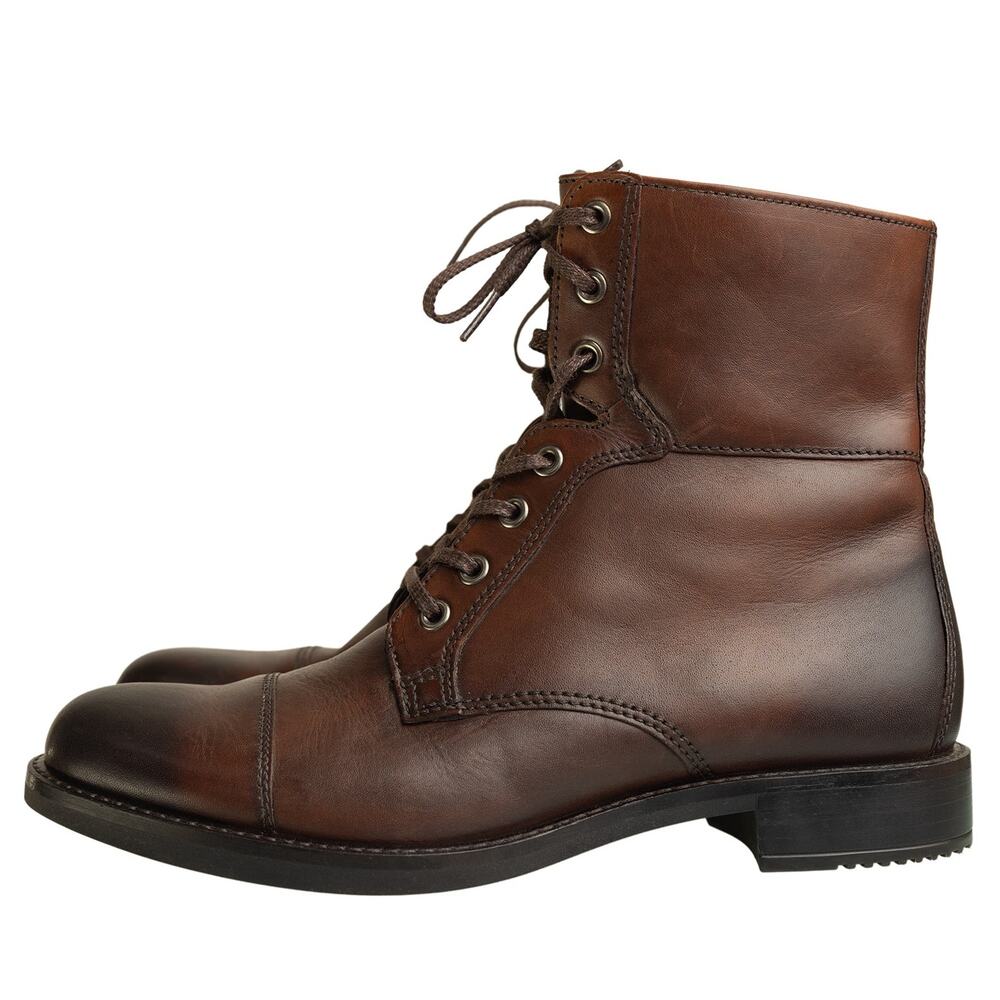 ECCO Sarttorelle 25 Bison Brown Leather Lace-Up Side-Zip Ankle Dress Boot Size 9